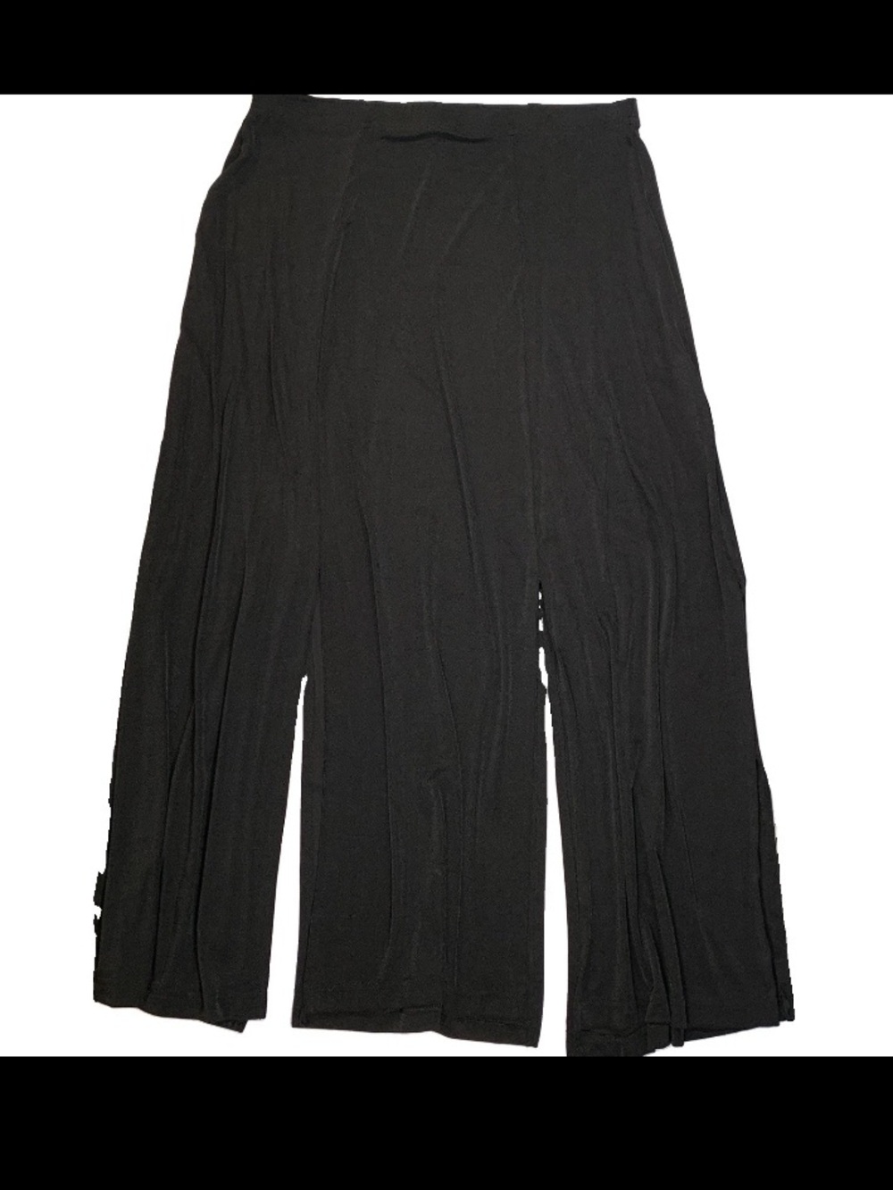 Vintage 90s Susan Lawrence Maxi Skirt L Black Double Slit Slinky Knit Whimsigoth